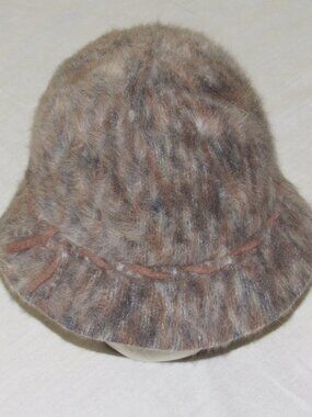 Vintage 90’s Kangol Cascade Retro Tan Swirl Angora Wool Bucket Hat England OS